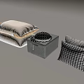Stylish Home Cushions And Storage Box With Houndstooth And Striped Patterns 3d model
