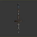 Rusted Vintage Weapon Featuring Blue Wrapped Parts And Metal Wheel Structure