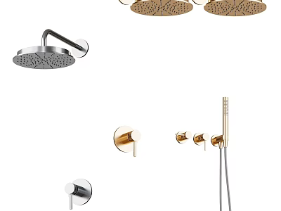 Modern Bathroom Shower Faucets With Rain Shower Heads And Handheld Sprayers 3d model