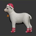 White Lamb Plush Toy With Pink Santa Hat Striped Socks And Bell Collar