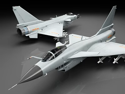 Two Gray Military Fighter Jet Models With Missiles And Cockpit Details 3d model