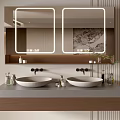 Modern Bathroom Vanity With Double Sinks Illuminated Mirrors And Elegant Design 3d model