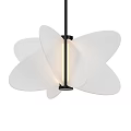 Modern White Petal Shaped Chandelier With Black Metal Frame And Soft Illumination