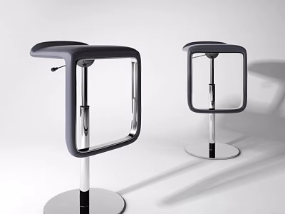 Modern Bar Stools with Square Frame Backrest and Metal Round Base for Contemporary Interior Spaces 3d model