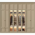 Elegant Modern Beige Wardrobe With Multiple Glass Doors And Interior Lighting 3d model