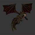 Fantasy Mythical Dragon 3D Model Featuring Red Wings Glowing Body and Spiked Design
