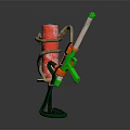 Homemade Toy Weapon With Bottles Rope Wooden Platform Green Stand And Orange Parts