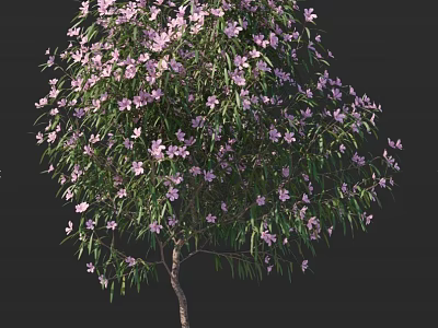 Lush Blooming Arbor Tree With Purple Flowers And Green Leaves On Brown Trunk 3d model