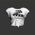 White Short Sleeve Top With Front Knot Design And NO ONE LIKES Print