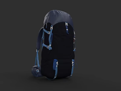 Outdoor Backpack In Navy And Black With Blue Straps And Adjustable Buckles Design 3d model