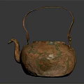 Vintage Copper Kettle With Rustic Surface And Curved Handle For Daily Use 3d model