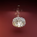 Elegant Crystal Chandelier Hanging Against Red Background With Modern Decorative Design