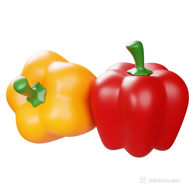 Vibrant Red and Yellow Bell Peppers Fresh Healthy Vegetable Selection 3d model 