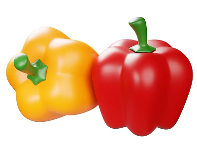 Vibrant Red and Yellow Bell Peppers Fresh Healthy Vegetable Selection 3d model