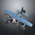 Decorative Blue Airplane Model With Goose Head And Propellers Design 3d model