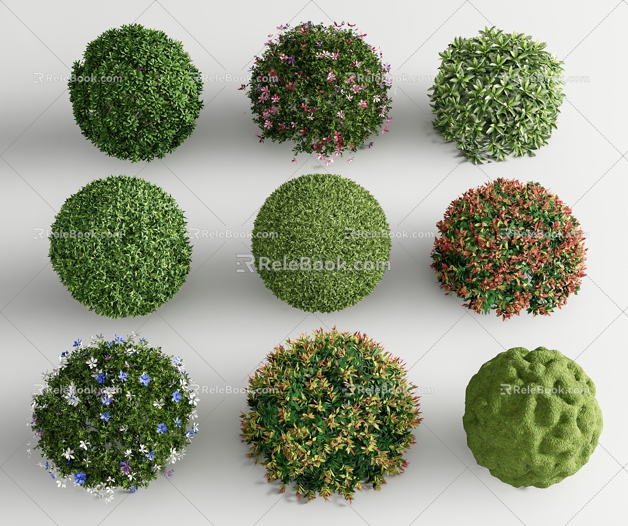 shrub hedge green belt plant combination shrub ball shrub flower box potted plant 3d model