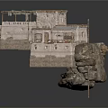Traditional Stone Building Structure With Weathered Roof Windows And Extended Sections