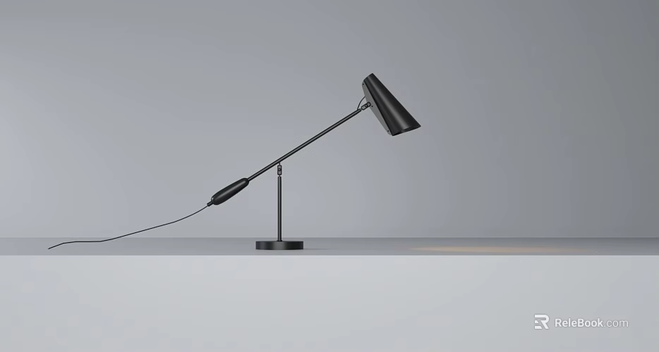 Modern Black Table Lamp With Adjustable Arm Sleek Design And Stable Base 3d model