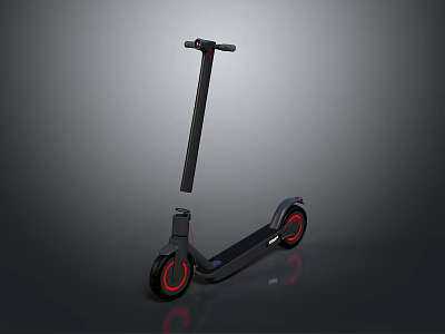Black Electric Scooter With Red Wheels And Modern Sleek Compact Design 3d model