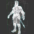 Game and Movie Character in Intricate Metal Armor Holding Sword with Leather Details