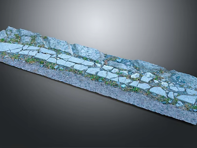Rustic Natural Stone Slab Pathway With Green Grass Growing Between Slabs 3d model