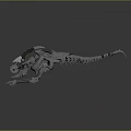 3D Artistic Character Metal Skeleton Creature With Intricate Silver Bone Structure