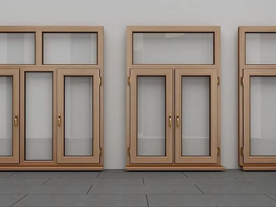 Modern Wooden Casement Windows Display With Clear Glass And Various Styles 3d model