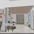 Stylish Modern Indoor Space With Beige Sofa Study Table Chairs And Decorative Plants