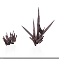 Purple Plants With Tall And Small Spiky Structures On White Background With Reflective Surfaces