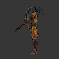 Futuristic Woman in Mechanical Armor with Multiple Cybernetic Arms and Weapons