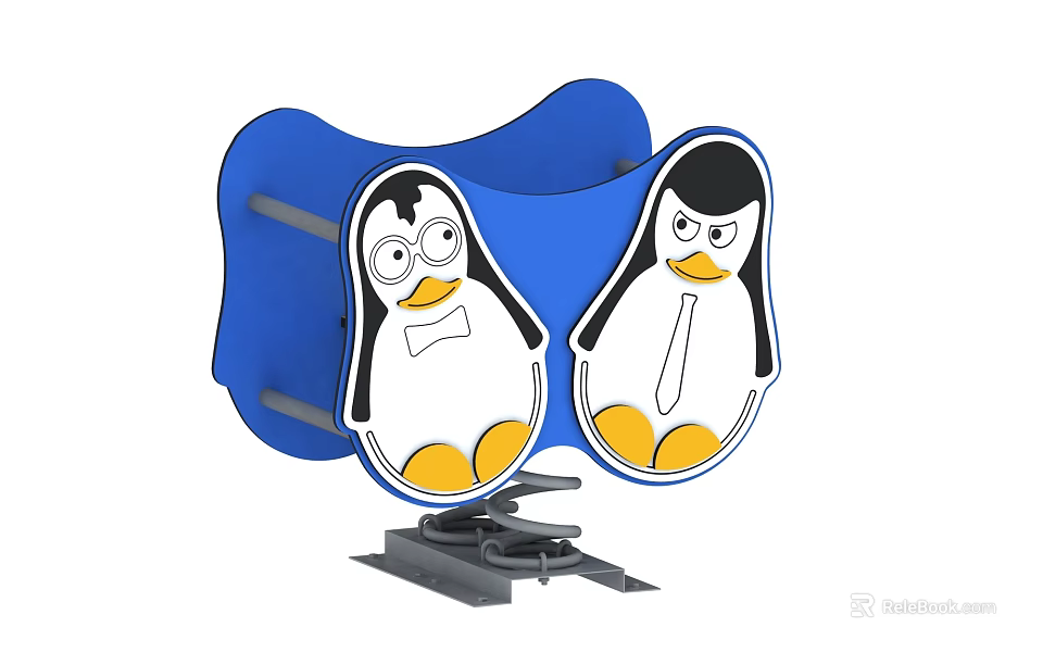 Adorable Penguin Themed Building Blocks With Two Blue Figures And Cute Design 3d model 