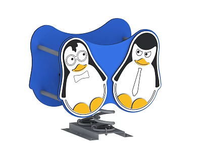 Adorable Penguin Themed Building Blocks With Two Blue Figures And Cute Design 3d model