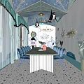 Ocean Theme Private Room Interior With Marine Decorations Chandelier And Table Chairs