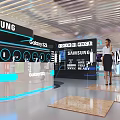 Mobile Digital Products Showcase In Modern Gift Box Shaped Booth With Black Ribbon Bow