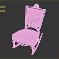 Vintage Leisure Chair With Wooden Carved Frame And Striped Fabric Cushion