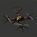 Black and Yellow Drone with Four Rotors Protective Guards and Sturdy Frame
