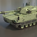 Modern Green Military Tank Featuring Long Gun Barrel Tracks Antenna and Sensors