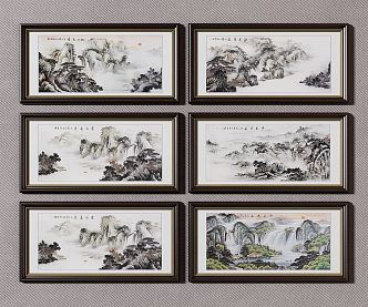 New Chinese Landscape Painting Decorative Painting 3d model