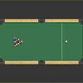 Billiard Table With Green Felt Surface Wooden Frame Billiard Balls And White Cue Ball