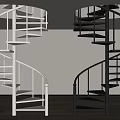 Spiral Staircases in Modern White and Black Design with Metal Railings and Light Walls