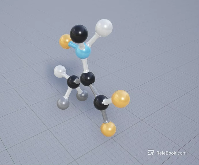 Medical Device Molecular Structure 3D Model with Colored Spheres on Grid Background 3d model 