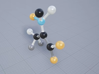 Medical Device Molecular Structure 3D Model with Colored Spheres on Grid Background 3d model