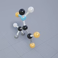 Medical Device Molecular Structure 3D Model with Colored Spheres on Grid Background 3d model