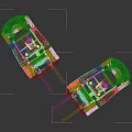 Two Yellow Industrial Equipment Forklifts With Black Masts In White Background