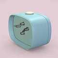 Light Blue Square Shaped Alarm Clock With White Dial Black Hands And Red Second Hand 3d model