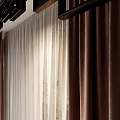 Brown Velvet Curtains And White Sheer Curtains With Dark Fan Pattern Partition Colorful Balls