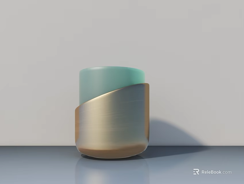 Light Green Ceramic Ornamental Decor Set With Metallic Wrapping And Smooth Surface Design 3d model 