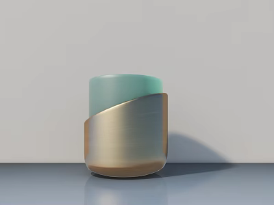 Light Green Ceramic Ornamental Decor Set With Metallic Wrapping And Smooth Surface Design 3d model