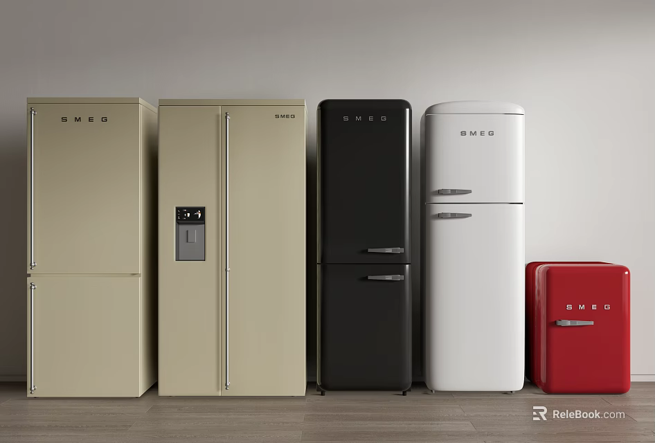 Stylish Refrigerators With Various Designs And Multiple Color Options For Modern Kitchen Spaces 3d model 