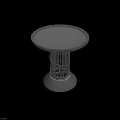 Black Round Coffee Table With Woven Design And Cylindrical Openwork Base 3d model